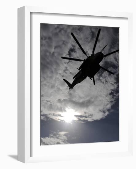 Low Angle View of a Ch-53E Super Stallion Helicopter in Flight-null-Framed Photographic Print