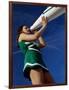 Low Angle View of a Cheerleader Holding a Bullhorn-null-Framed Photographic Print