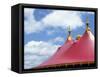 Low angle view of a circus tent roof-null-Framed Stretched Canvas