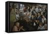 Low-Angle View of a Group of People as They Sing Along with a Pianist in a Unidentified Bar, 1959-Yale Joel-Framed Stretched Canvas