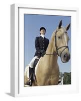 Low Angle View of a Jockey Sitting on a Horse-null-Framed Photographic Print