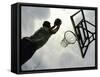 Low Angle View of a Man Shooting a Basket-null-Framed Stretched Canvas