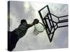 Low Angle View of a Man Shooting a Basket-null-Stretched Canvas