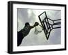 Low Angle View of a Man Shooting a Basket-null-Framed Premium Photographic Print