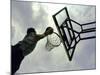 Low Angle View of a Man Shooting a Basket-null-Mounted Photographic Print