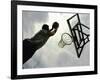 Low Angle View of a Man Shooting a Basket-null-Framed Photographic Print