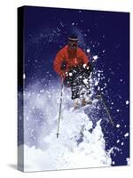 Low Angle View of a Man Skiing-null-Stretched Canvas