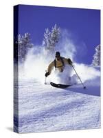 Low Angle View of a Man Skiing-null-Stretched Canvas