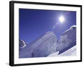 Low Angle View of a Man Skiing-null-Framed Photographic Print