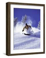 Low Angle View of a Man Skiing-null-Framed Photographic Print