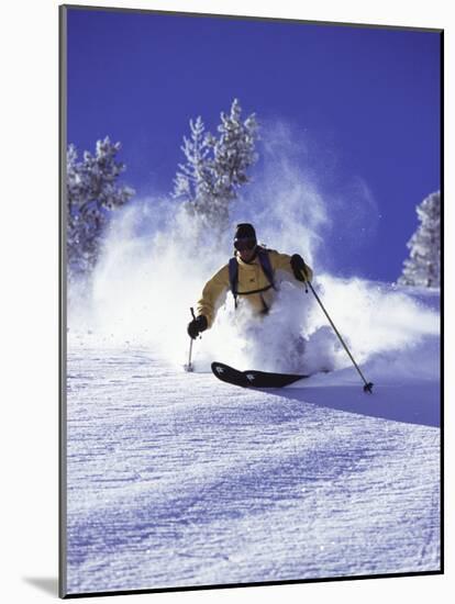 Low Angle View of a Man Skiing-null-Mounted Photographic Print