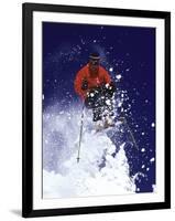 Low Angle View of a Man Skiing-null-Framed Photographic Print