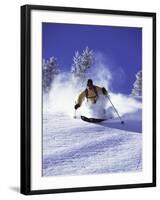 Low Angle View of a Man Skiing-null-Framed Photographic Print