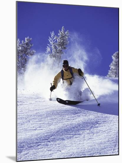 Low Angle View of a Man Skiing-null-Mounted Photographic Print