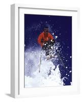 Low Angle View of a Man Skiing-null-Framed Photographic Print