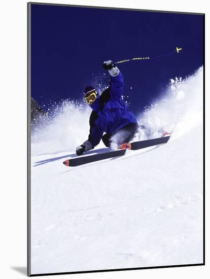 Low Angle View of a Man Skiing-null-Mounted Photographic Print