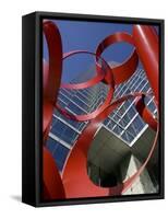 Low Angle View of a Sculpture in Front of a Building, Bank of America Plaza, Dallas, Texas, USA-null-Framed Stretched Canvas
