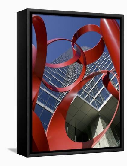 Low Angle View of a Sculpture in Front of a Building, Bank of America Plaza, Dallas, Texas, USA-null-Framed Stretched Canvas