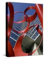 Low Angle View of a Sculpture in Front of a Building, Bank of America Plaza, Dallas, Texas, USA-null-Stretched Canvas