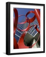 Low Angle View of a Sculpture in Front of a Building, Bank of America Plaza, Dallas, Texas, USA-null-Framed Photographic Print