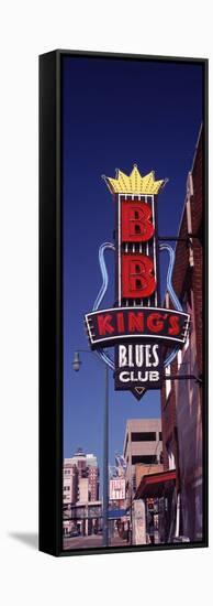 Low Angle View of a Signboard of a Restaurant, B.B. King's Blues Club, Beale Street, Memphis-null-Framed Stretched Canvas