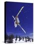 Low Angle View of a Skier in Mid Air-null-Stretched Canvas