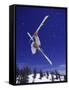 Low Angle View of a Skier in Mid Air-null-Framed Stretched Canvas