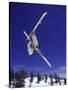 Low Angle View of a Skier in Mid Air-null-Stretched Canvas