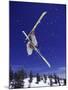 Low Angle View of a Skier in Mid Air-null-Mounted Premium Photographic Print