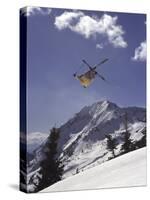 Low Angle View of a Skier in Mid Air-null-Stretched Canvas