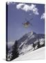 Low Angle View of a Skier in Mid Air-null-Stretched Canvas