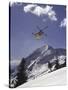 Low Angle View of a Skier in Mid Air-null-Stretched Canvas