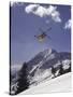 Low Angle View of a Skier in Mid Air-null-Stretched Canvas