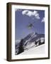 Low Angle View of a Skier in Mid Air-null-Framed Premium Photographic Print