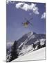 Low Angle View of a Skier in Mid Air-null-Mounted Premium Photographic Print