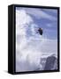 Low Angle View of a Skier in Mid Air-null-Framed Stretched Canvas