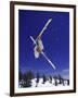 Low Angle View of a Skier in Mid Air-null-Framed Photographic Print