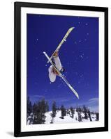 Low Angle View of a Skier in Mid Air-null-Framed Photographic Print