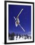 Low Angle View of a Skier in Mid Air-null-Framed Photographic Print