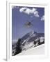 Low Angle View of a Skier in Mid Air-null-Framed Photographic Print