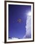 Low Angle View of a Skier in Mid Air-null-Framed Photographic Print