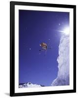 Low Angle View of a Skier in Mid Air-null-Framed Photographic Print