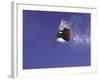 Low Angle View of a Skier in Mid Air-null-Framed Photographic Print