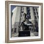Low Angle View of a Statue in Front of a Building, Michael Jordan Statue, United Center-null-Framed Photographic Print