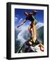 Low Angle View of a Surfer-null-Framed Photographic Print