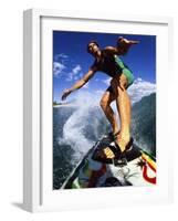 Low Angle View of a Surfer-null-Framed Photographic Print