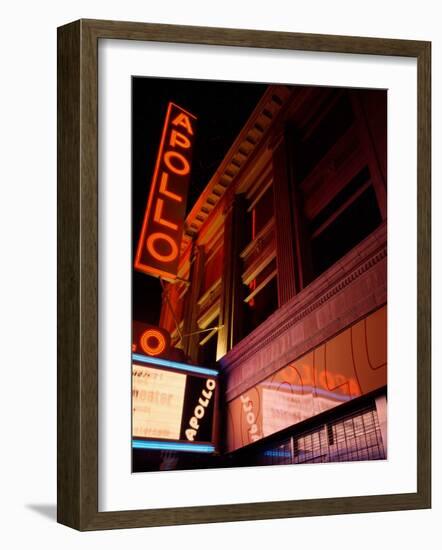 Low Angle View of a Theatre Lit Up at Night, Apollo Theater, Harlem, Manhattan, New York City-null-Framed Photographic Print