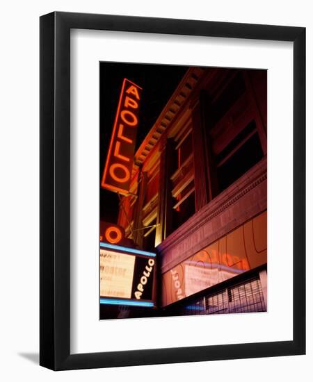 Low Angle View of a Theatre Lit Up at Night, Apollo Theater, Harlem, Manhattan, New York City-null-Framed Premium Photographic Print