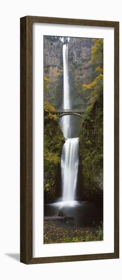 Low Angle View of a Waterfall, Multnomah Falls, Columbia River Gorge, Multnomah County, Oregon, USA-null-Framed Premium Photographic Print