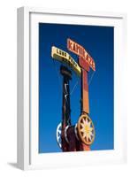 Low angle view of amusement park sign, Eilat, Negev, Red Sea, Israel-null-Framed Photographic Print